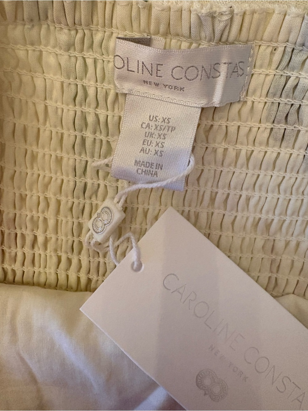 Caroline Constas Cream Smocked mini dress - Picture 3 of 4